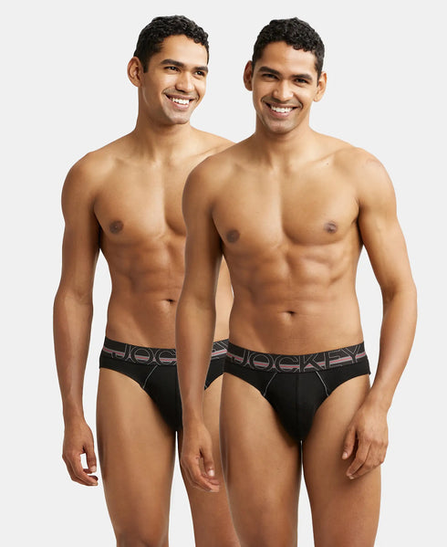 Jockey Cotton Rib Solid Brief with Ultrasoft Waistband | Black | Pack of 2
