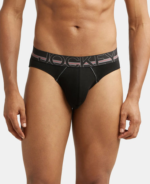 Jockey Cotton Rib Solid Brief with Ultrasoft Waistband | Black | Pack of 2