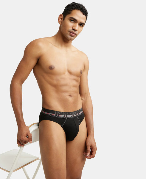 Jockey Cotton Rib Solid Brief with Ultrasoft Waistband | Black | Pack of 2