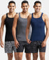 Jockey Pack of 3 Super Combed Cotton Rib Square Neck Gym Vest | Navy| Charcoal Melange And Black