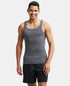 Jockey Super Combed Cotton Rib Square Neck Gym Vest | Charcoal Melange