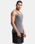Jockey Super Combed Cotton Rib Square Neck Gym Vest | Charcoal Melange