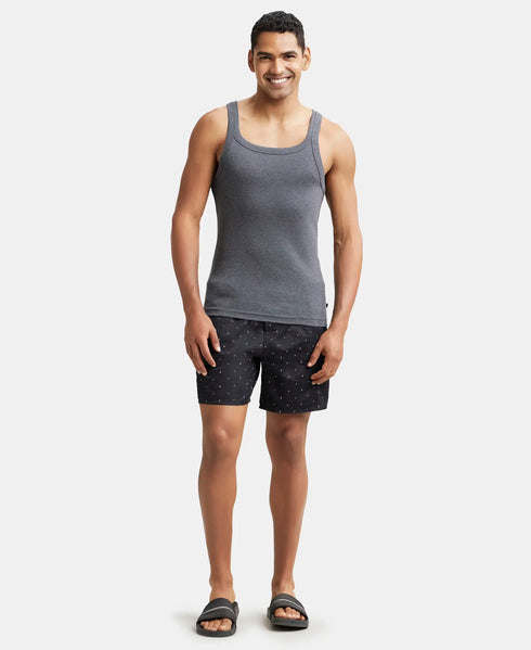 Jockey Super Combed Cotton Rib Square Neck Gym Vest | Charcoal Melange