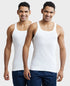 Jockey Super Combed Cotton Rib Square Neck Gym Vest | White | Pack of 2