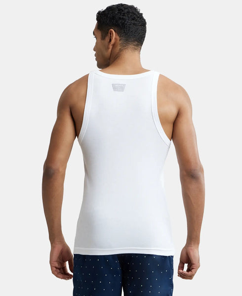Jockey Super Combed Cotton Rib Square Neck Gym Vest | White | Pack of 2