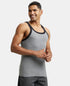 Jockey Super Combed Cotton Rib Square Neck Gym Vest | Mid Grey Melange And Black