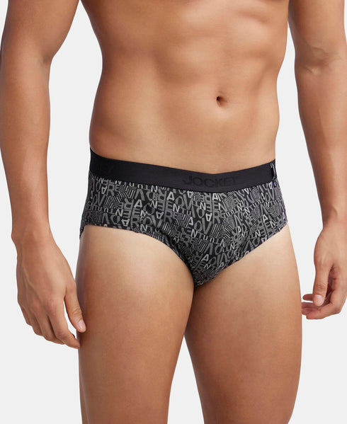 Jockey Cotton Printed Brief with Ultrasoft Waistband | Black