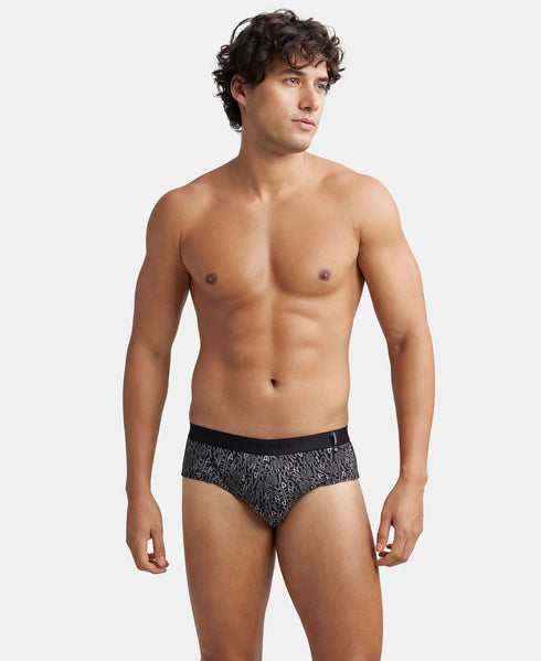 Jockey Cotton Printed Brief with Ultrasoft Waistband | Black