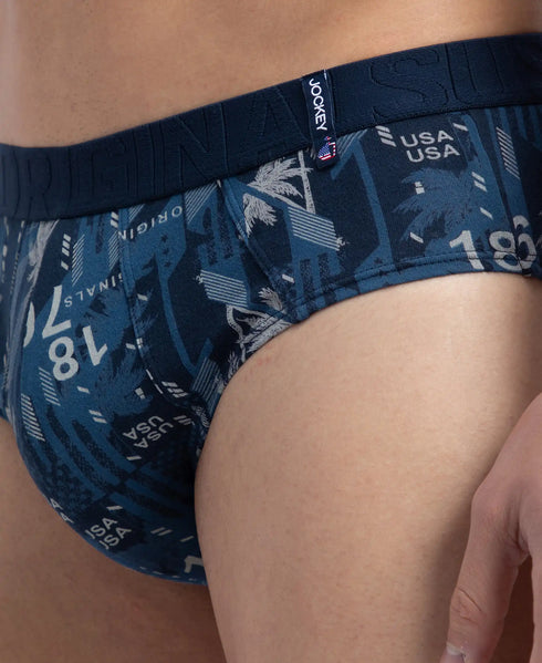 Jockey Cotton Printed Brief with Ultrasoft Waistband | Navy & Nickle | Pack of 2