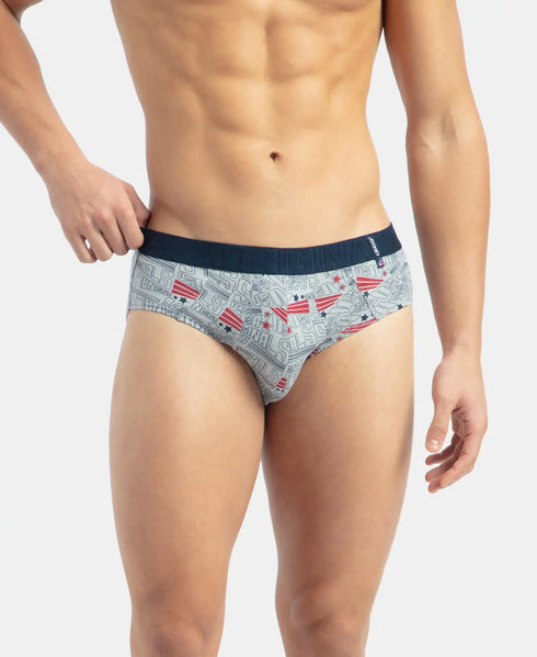 Jockey Cotton Printed Brief with Ultrasoft Waistband | Navy & Nickle | Pack of 2