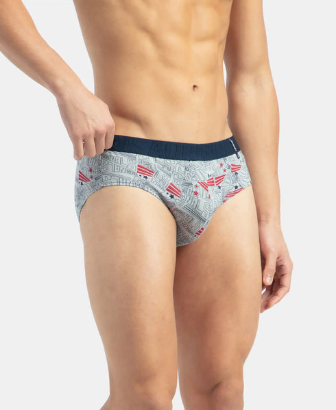 Jockey Cotton Printed Brief with Ultrasoft Waistband | Navy & Nickle | Pack of 2