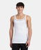 Jockey Super Combed Cotton Rib Square Neck Gym Vest with Graphic Print | White