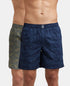 Jockey Super Combed Mercerized Cotton Woven Printed Boxer Shorts with Side Pockets | Navy & Burnt Olive (Pack of 2)