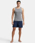 Jockey Super Combed Mercerized Cotton Woven Printed Boxer Shorts with Side Pockets | Navy & Burnt Olive (Pack of 2)
