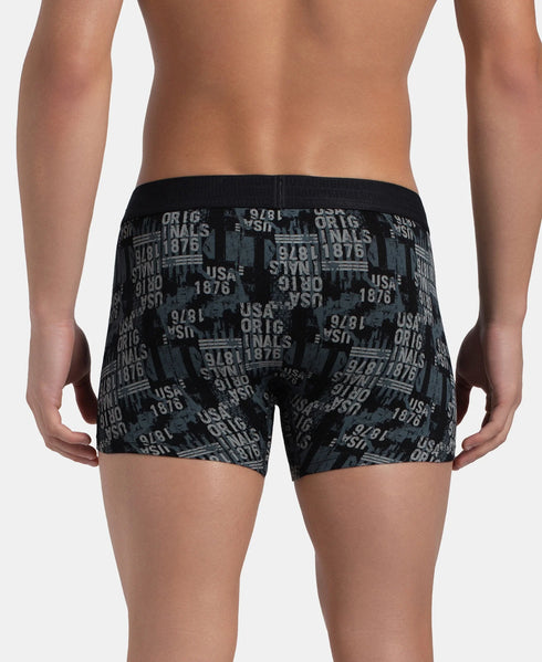 Jockey Cotton Elastane Stretch Printed Trunk | Black