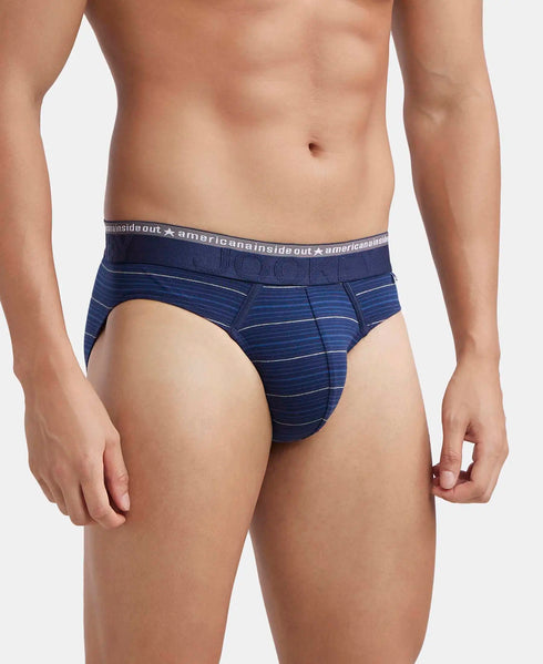 Jockey Cotton Comfort Striped Brief | Navy