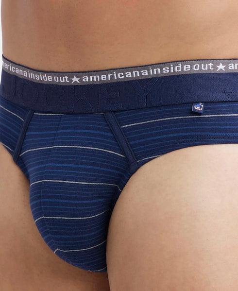 Jockey Cotton Comfort Striped Brief | Navy