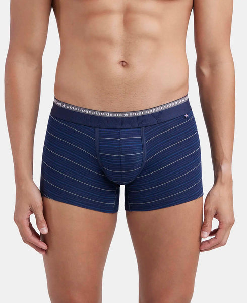 Jockey Cotton Elastane Stretch Stripe Trunk | Navy