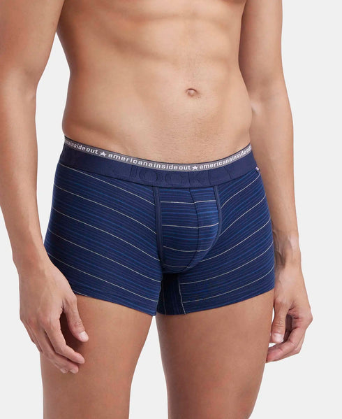 Jockey Cotton Elastane Stretch Stripe Trunk | Navy