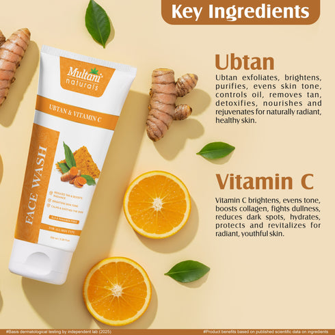 Multani Pharmaceuticals Limited Multani Naturals Face Wash Combo Care Pack Aloe Vera & Papaya Charcoal Ubtan & Vitamin C Face Wash 3 x 100 ML