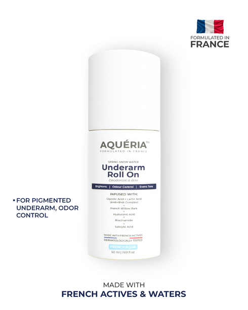 Aqueria Multi Active Underarm Treatment Roll On 5 5 AHA BHA Niacinamide Zinc Ricinoleate French Aqua Pack of 2