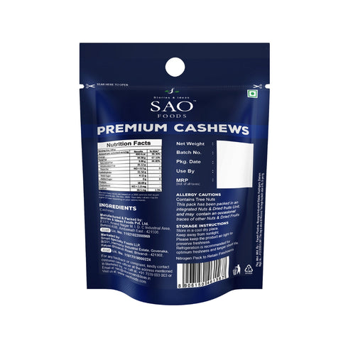 SAO Foods Unsalted Roasted Cashews