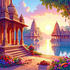 Back Drop India Divine Sunrise by the Temple