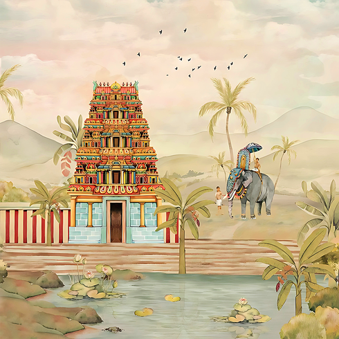 Back Drop India Divine Tranquility of the Southern Temple