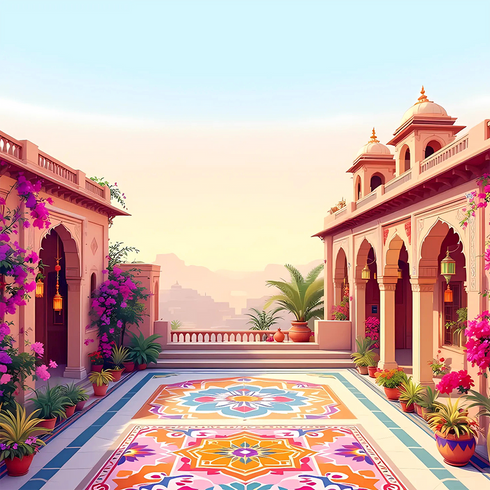 Back Drop India Elegant Courtyard of a Royal Haveli