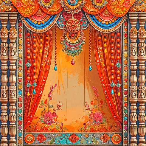 Back Drop India Festive Mandir Décor