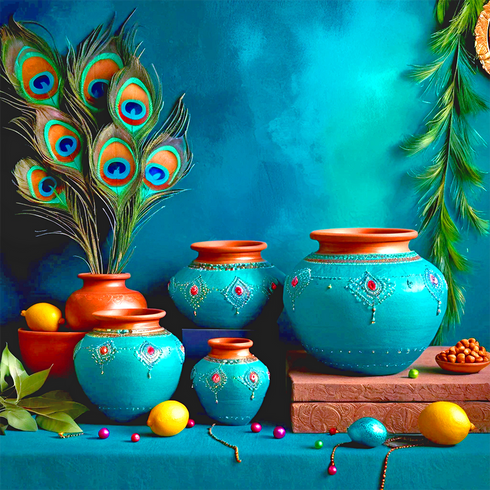Back Drop India Shobha Se Saje Shringarik Matke