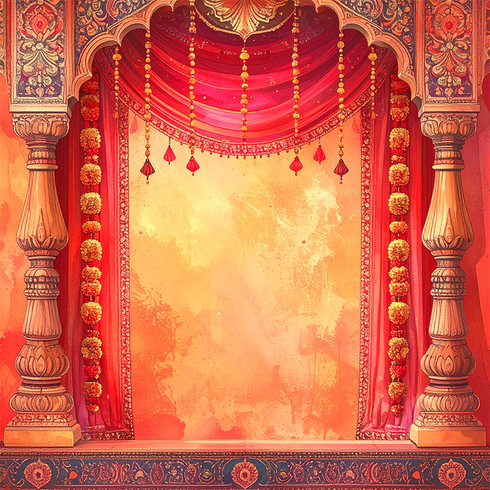 Back Drop India Temple Stage