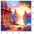 Back Drop India Divine Sunrise by the Temple