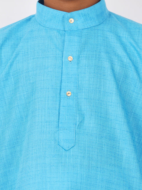 Ramraj Cotton Boys Fantastic Kurta & White Dhoti Set Blue FS4