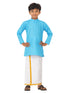 Ramraj Cotton Boys Fantastic Kurta & White Dhoti Set Blue FS4