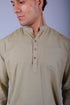 Veshbhoshaa Bluebird Men'S Short Kurta In Khaki - 100% Pure Cotton