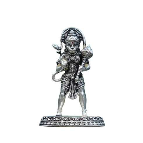 Pure Silver Antique Hanuman Idol Standing Big 26.71G By Mahita Collections