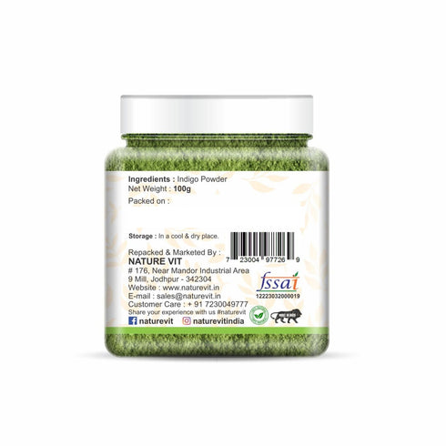 NatureVit Indigo Powder Natural Hair Dye for Healthy| Lustrous Hair