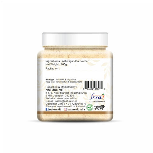 NatureVit Ashwagandha Powder Pure Herbal Supplement for Vitality & Stress Relief