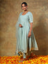 Pomcha Jaipur Guzarish Pastel Cotton Anarkali Set With Soft Net Dupatta