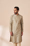 Manyavar Light Grey Jacquard Kurta Pajama