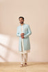 Manyavar Pastel Blue Jacket Style Indo Western