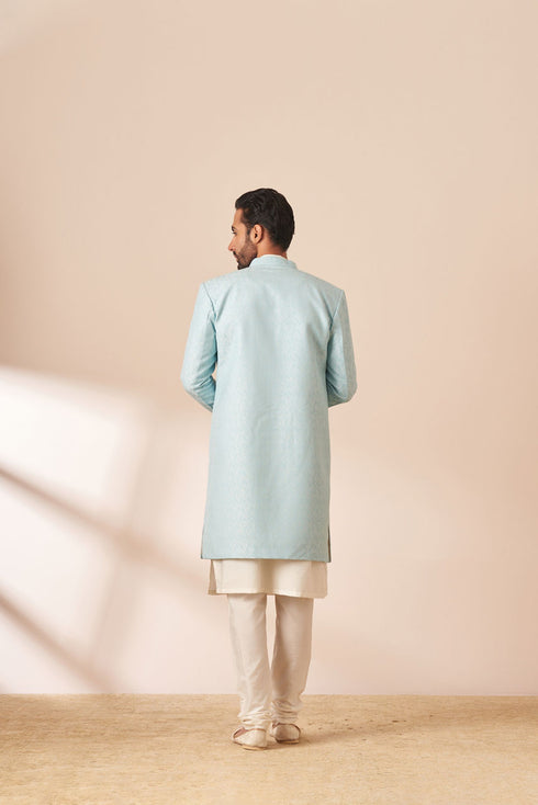 Manyavar Pastel Blue Jacket Style Indo Western