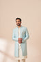 Manyavar Pastel Blue Jacket Style Indo Western