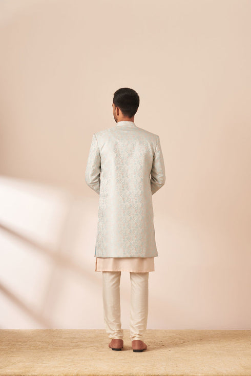 Manyavar Ice Blue Achkan Indo Western