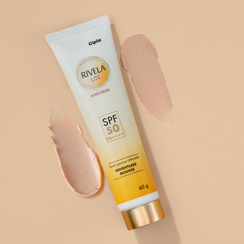 Cipla Rivela Lite Sunscreen SPF 50 PA++++ Weightless Mousse 60g