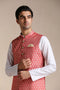 Manyavar Rust Red Jacket With Golden Motifs