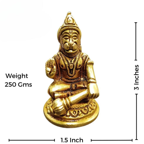 Tamas Brass Lord Small Bajrang Bali Hanuman Ji Statue/Idol | Free Luxury Gift Box