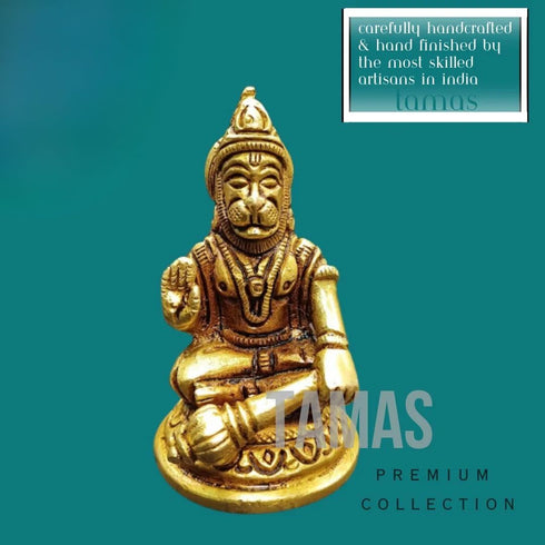 Tamas Brass Lord Small Bajrang Bali Hanuman Ji Statue/Idol | Free Luxury Gift Box