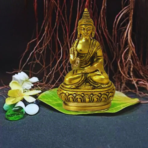 Tamas Brass Buddha Idol Decorative Showpiece(Golden)